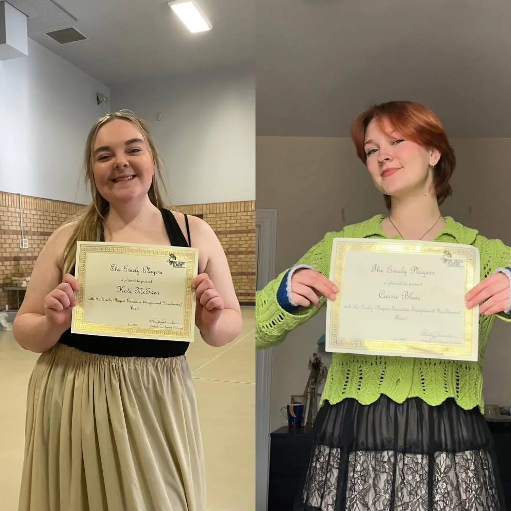 Bursary2022 2022 Bursary winners Carrie Blair. 2022 Greely Players Exceptional Involvement Award recipient: Kate McEwen