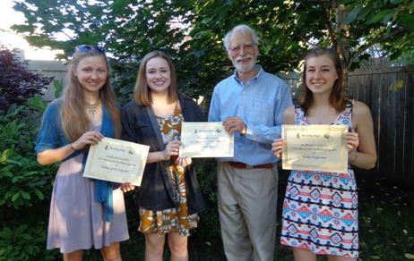 2016 Bursary winners Emma Grant-Zypchen(L), Nicole Ford and Kristy Hagerman. (Morgan Piironen and Claire Leslie-Turnbull absent)